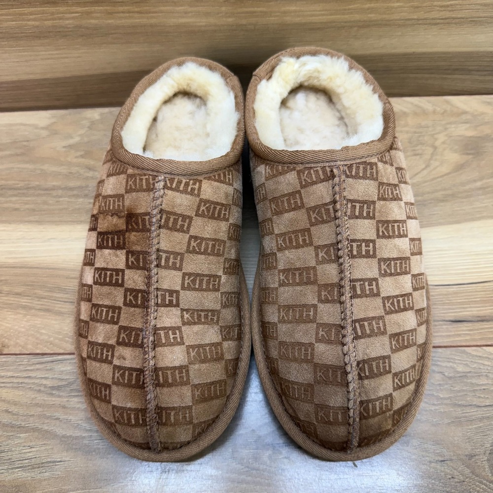 KITH Kithmas Monogram Shearling Slippers Womens 8 EU 38 Chestnut Suede Slip On